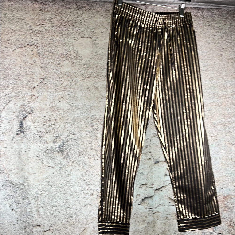 BURU Gold and Black Striped Pants small MN139